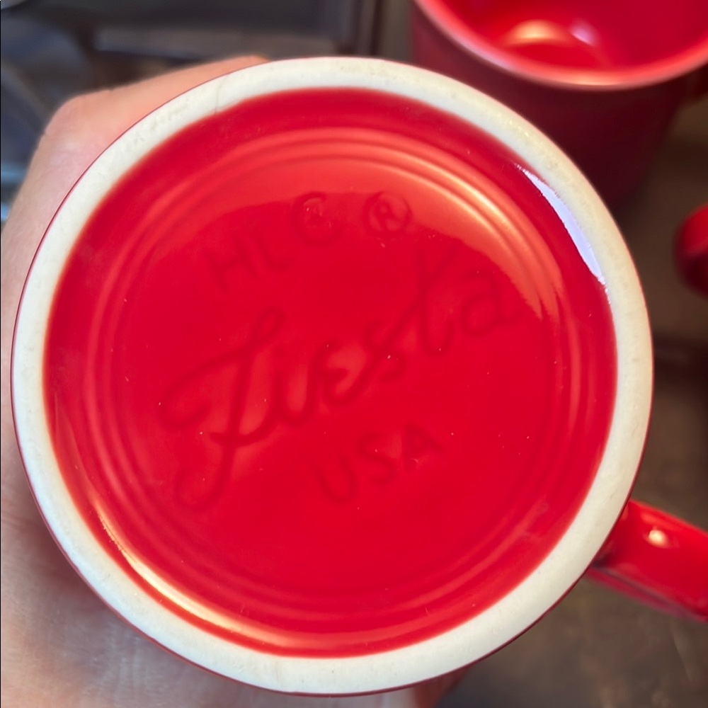Set of 3 new Fiestaware Red Dining Mugs Classic Style - Picture 2 of 7